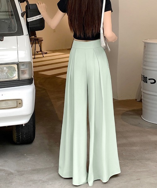 COCOMOMO パンツ タック入り スカンツワイドパンツ レディース