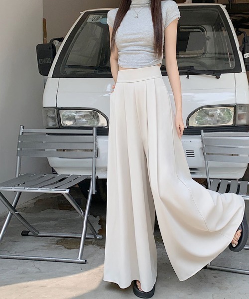 COCOMOMO パンツ タック入り スカンツワイドパンツ レディース