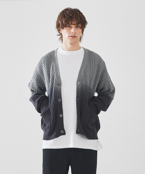 ABAHOUSE（アバハウス） カーディガン 「透かし編み」グラデーション 