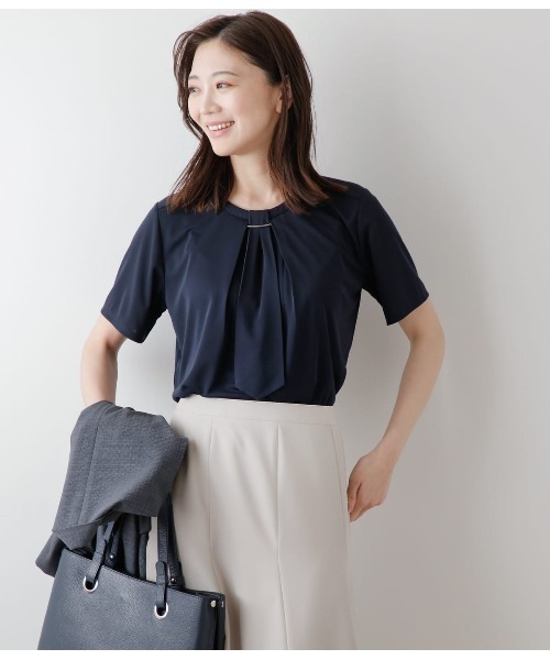 tシャツ ポリエステル強撚スムース フロントタイ半袖プルオーバー レディース NEWYORKER tシャツ ポリエステル強撚スムース フロントタイ半袖