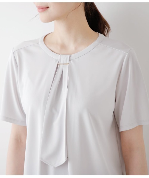 tシャツ ポリエステル強撚スムース フロントタック半袖プルオーバー レディース NEWYORKER tシャツ ポリエステル強撚スムース フロントタイ半袖