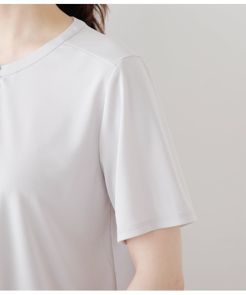 tシャツ ポリエステル強撚スムース ナイトキューブプリント 半袖プルオーバー レディース NEWYORKER｜ポリエステル強撚スムース ナイトキューブプリント