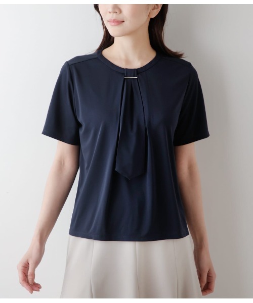 tシャツ ポリエステル強撚スムース フロントタック半袖プルオーバー レディース NEWYORKER tシャツ ポリエステル強撚スムース フロントタイ半袖
