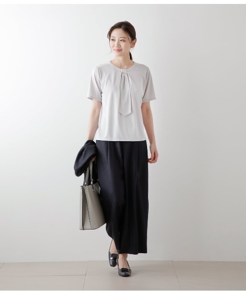 tシャツ ポリエステル強撚スムース フロントタイ半袖プルオーバー レディース NEWYORKER tシャツ ポリエステル強撚スムース フロントタイ半袖