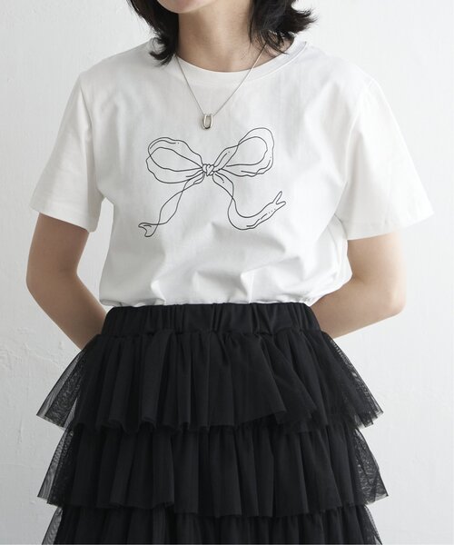 ANOMARY リボン付きTシャツ 半袖 25日まで値下げ✨ VENCE EXCHANGE tシャツ 半袖 リボンプリントTシャツ レディース