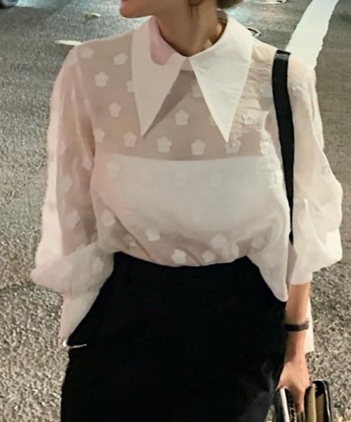 ブラウス シャツ 花柄シアートップスブラウス レディース