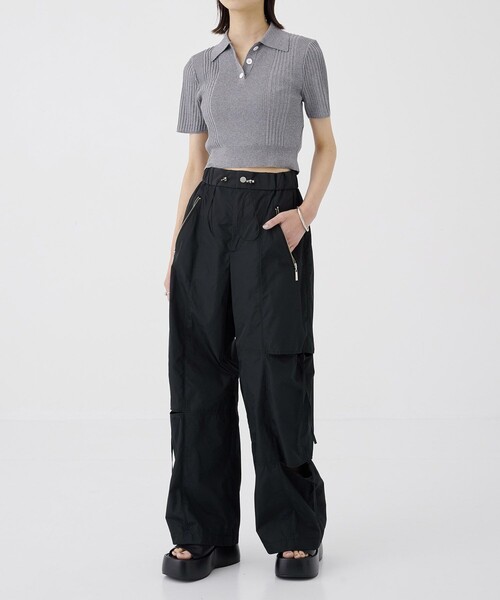 UNITED TOKYO◆ライトショートポロニット/ポロシャツ/FREE/レーヨン/GRY/無地/144333004/// UNITED TOKYO ポロシャツ ポロ 「完売間近！」ライトショート