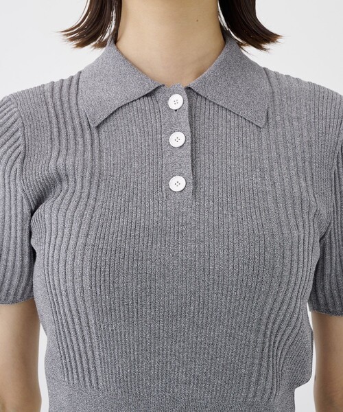 UNITED TOKYO◆ライトショートポロニット/ポロシャツ/FREE/レーヨン/GRY/無地/144333004/// UNITED TOKYO ポロシャツ ポロ 「完売間近！」ライトショート
