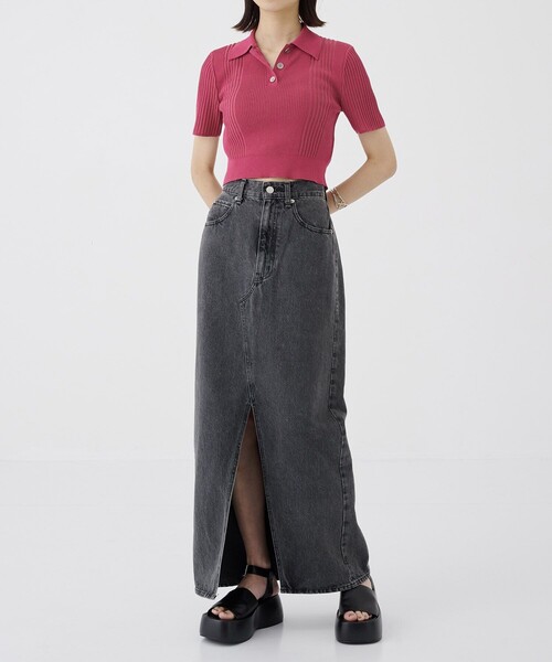 UNITED TOKYO◆ライトショートポロニット/ポロシャツ/FREE/レーヨン/GRY/無地/144333004/// UNITED TOKYO ポロシャツ ポロ 「完売間近！」ライトショート