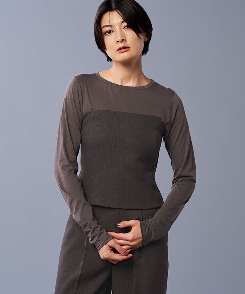 uncrave アルビニスタ シフォン ボートネック カットソー 2色セット uncrave tシャツ アルビニスタシフォン ボートネック カットソー