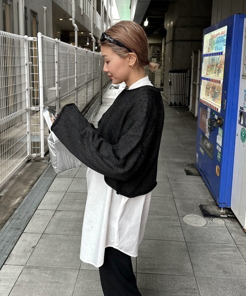 ニット セーター 「hideka select」ラメショートニット / クロップド丈 レディース HEILIS ニット セーター 「hideka select」ラメショートニット