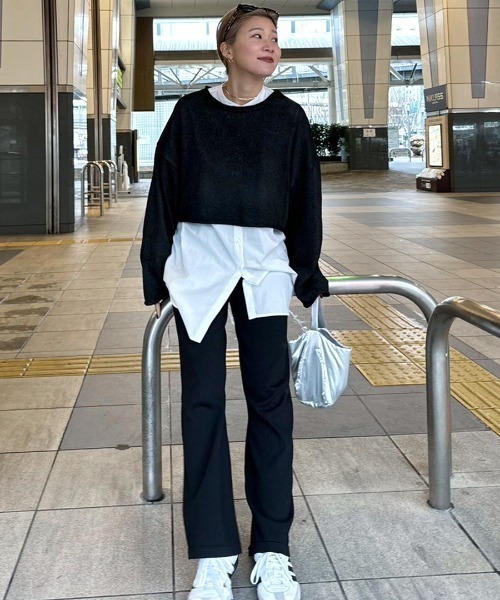 ニット セーター 「hideka select」ラメショートニット / クロップド丈 レディース HEILIS ニット セーター 「hideka select」ラメショートニット