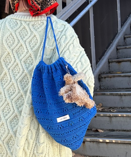 Alley Tokyo デイバック リュック カギ針あみニット巾着リュック