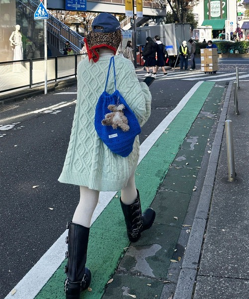 Alley Tokyo デイバック リュック カギ針あみニット巾着リュック
