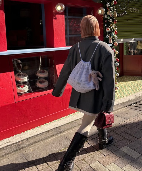 Alley Tokyo デイバック リュック カギ針あみニット巾着リュック