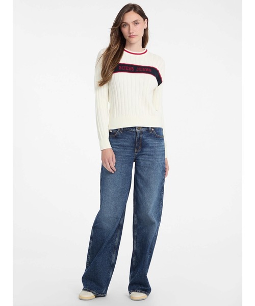 ニット セーター GUESS JEANS Eco Crewneck Ribbed Sweater レディース 