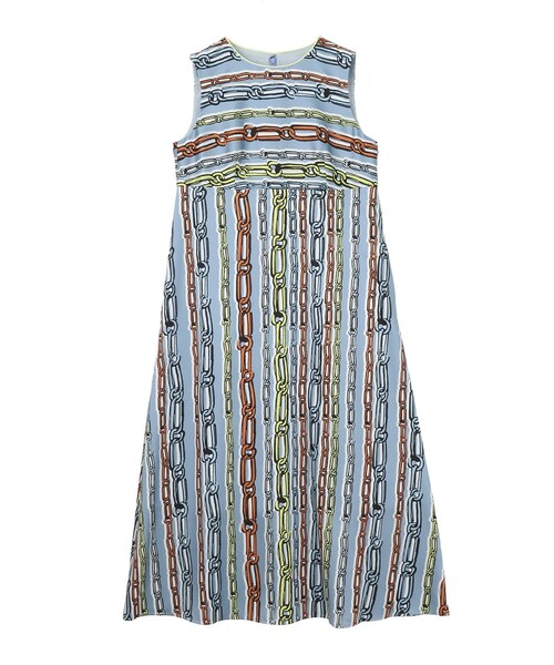 【極美品】ANAYI　アナイ　現行　チェーンプリントノースリーブワンピース 極美品】ANAYI アナイ 現行 チェーンプリントノースリーブ