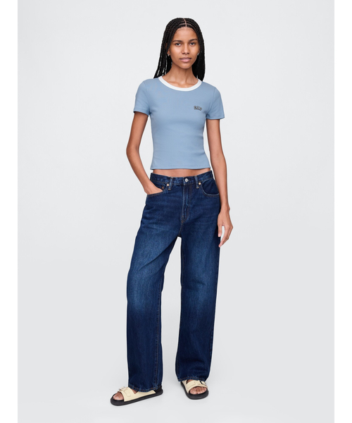   Jeans モノ リブ クロップド Tシャツ 送関込 クロップド ショートスリーブ Tシャツ – リーバイス®公式