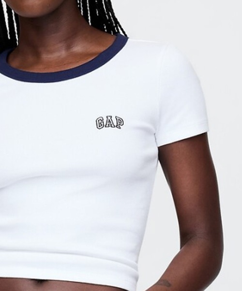   ロゴバンド リブコットン クロップド Tシャツ GAP｜(W)リブ クロップド GAPロゴTシャツ | Rakuten Fashion