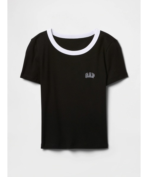   ロゴバンド リブコットン クロップド Tシャツ GAP tシャツ リブ クロップド Gapロゴtシャツ レディース