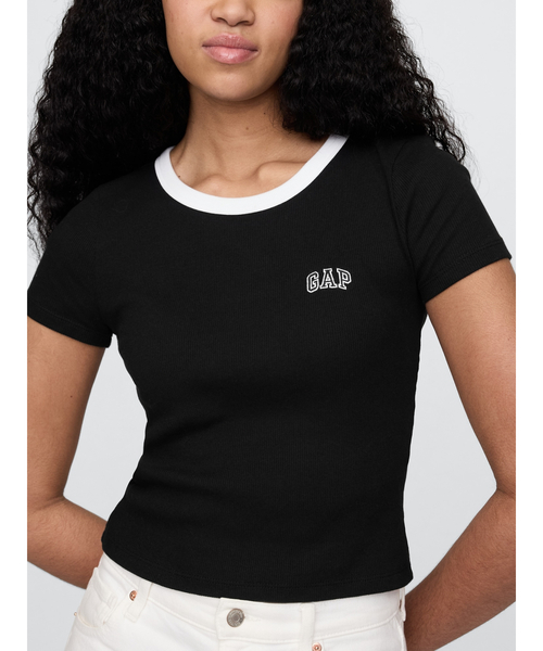 tシャツ 2ピースクロップドリブトップス/ブラック レディース 楽天市場】【SALE／79%OFF】(W)リブ クロップド半袖トップス GAP
