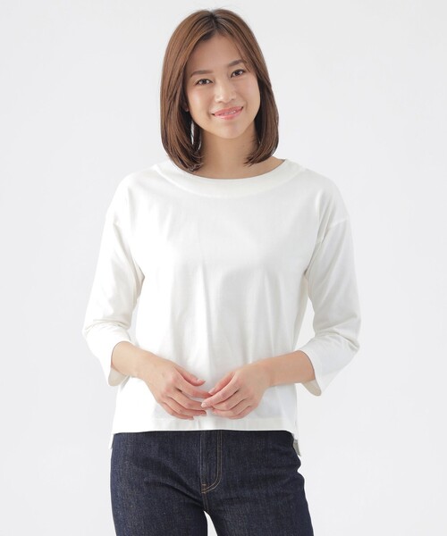 tシャツ 「ウォッシャブル」スマイル天竺プルオーバーカットソー レディース