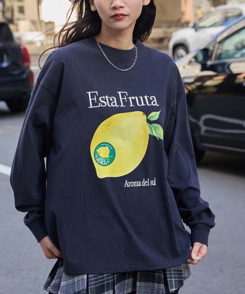 MONO-MART tシャツ オーバーサイズフルーツグラフィックプリント
