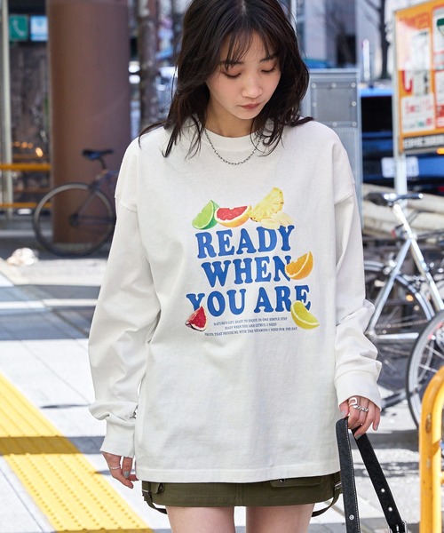 MONO-MART tシャツ オーバーサイズフルーツグラフィックプリント