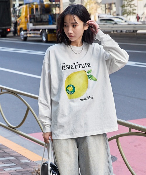 MONO-MART tシャツ オーバーサイズフルーツグラフィックプリント
