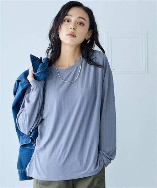クロップド丈カットソー ニッセン（nissen） tシャツ ランダムリブカットソークロップド丈