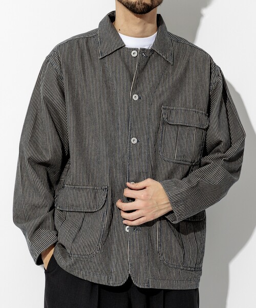 未使用 visvim ヒッコリー デニム カバーオール コットン グレー XL HINSON カバーオール HINSON/ヒンソン ヴィンテージライク