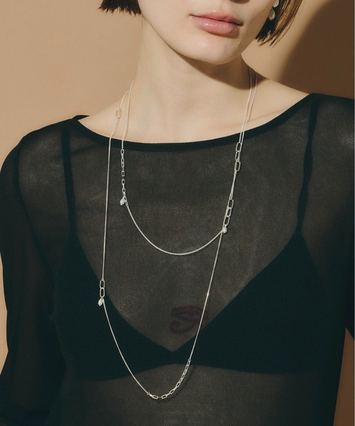 ネックレス SV925 Random Chain Pearl Long Necklace レディース