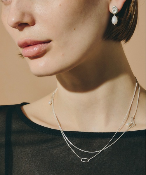 アレルギー対応 ネックレス SV925 Random Chain Pearl Long Necklace
