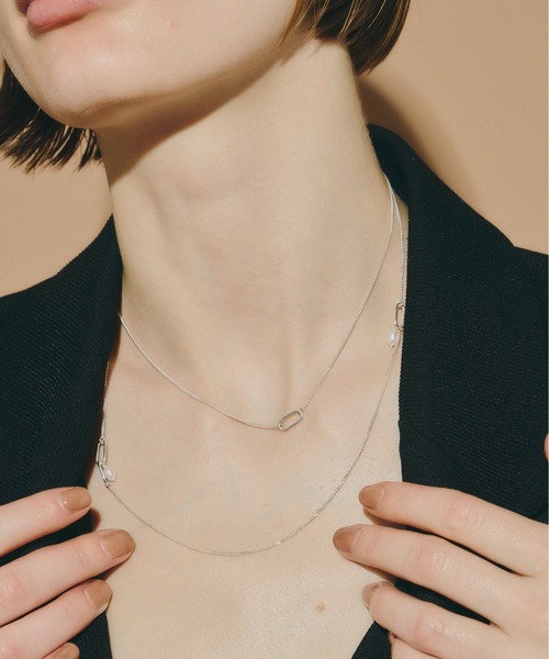 ネックレス SV925 Random Chain Pearl Long Necklace レディース