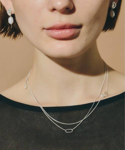 ネックレス SV925 Random Chain Pearl Long Necklace レディース