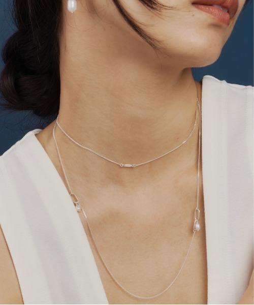 ネックレス SV925 Random Chain Pearl Long Necklace レディース