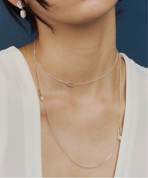 ネックレス SV925 Random Chain Pearl Long Necklace レディース