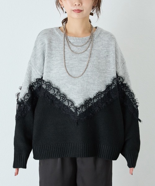 「LAVEANGE」 長袖ニット 3L アイボリー レディース_画像2