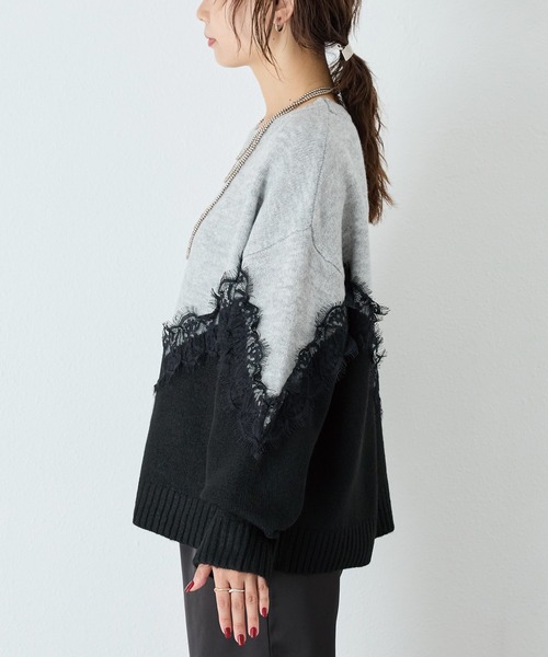 「LAVEANGE」 長袖ニット 3L アイボリー レディース_画像3