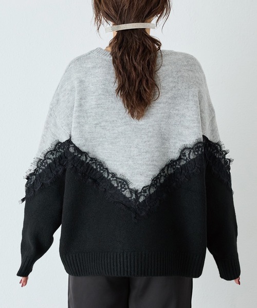 「LAVEANGE」 長袖ニット 3L アイボリー レディース_画像4