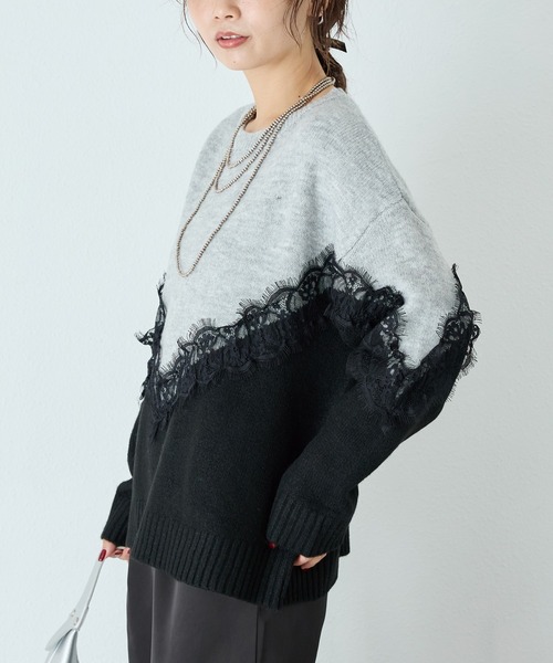 「LAVEANGE」 長袖ニット 3L アイボリー レディース_画像9