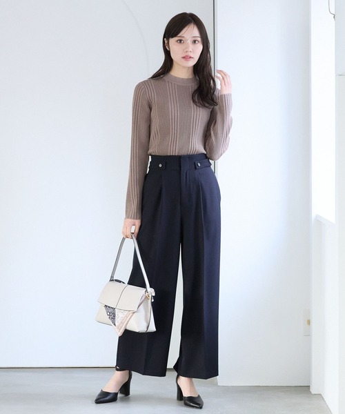 パンツ N Andemiu スラックス パンツ サイドボタンセミワイドパンツ325579