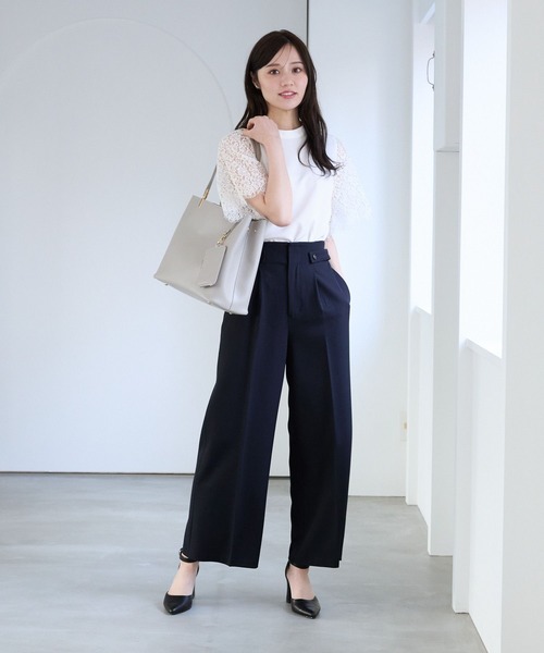 パンツ kumami1213 Andemiu スラックス パンツ サイドボタンセミワイドパンツ325579