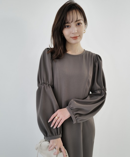 [anuans] длинный рукав One-piece SMALL бежевый женский 