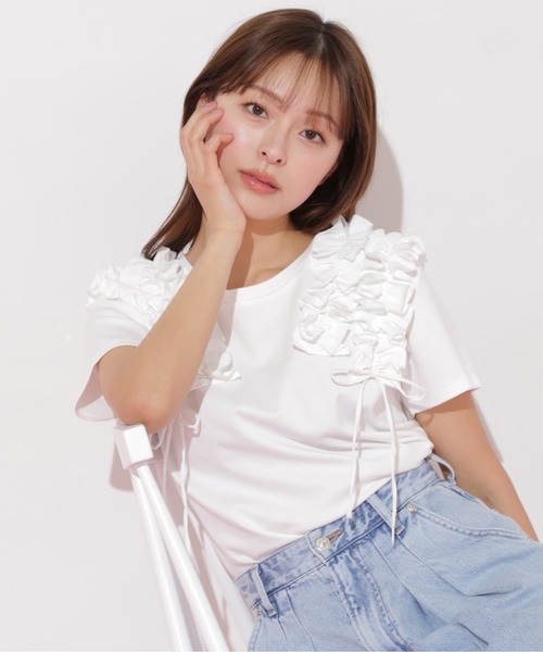 tシャツ ボリュームフリルＴシャツ レディース