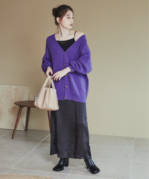 「ANGIE」 ニットカーディガン FREE パープル レディース_画像2