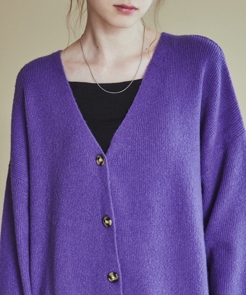 「ANGIE」 ニットカーディガン FREE パープル レディース_画像8