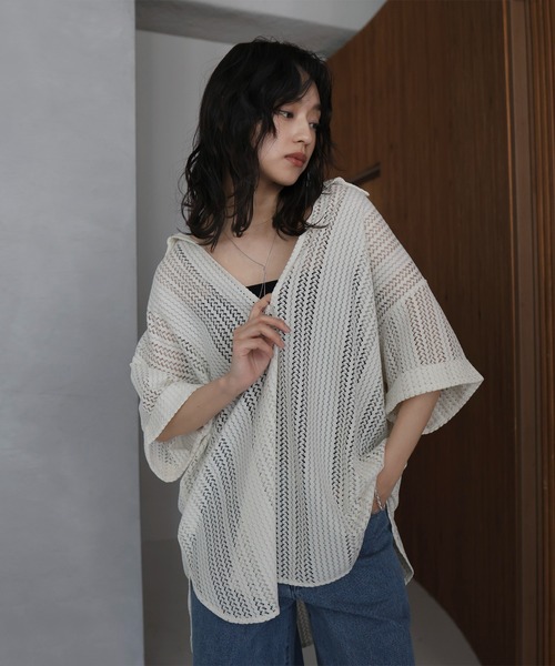 hellam tシャツ クロッシェレース オーバーシャツ レディース