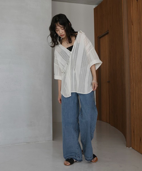 tシャツ クロッシェレース半袖シャツ レディース hellam tシャツ クロッシェレース オーバーシャツ レディース