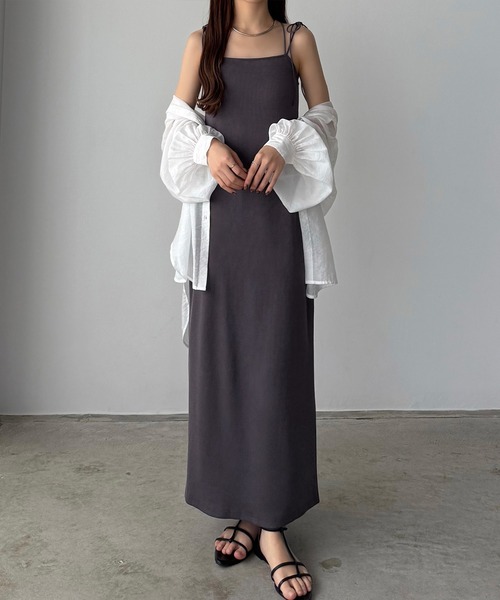 バックカッティングキャミワンピース (BLACK） バックオープンデニムキャミワンピース[商品：PN24SS-033